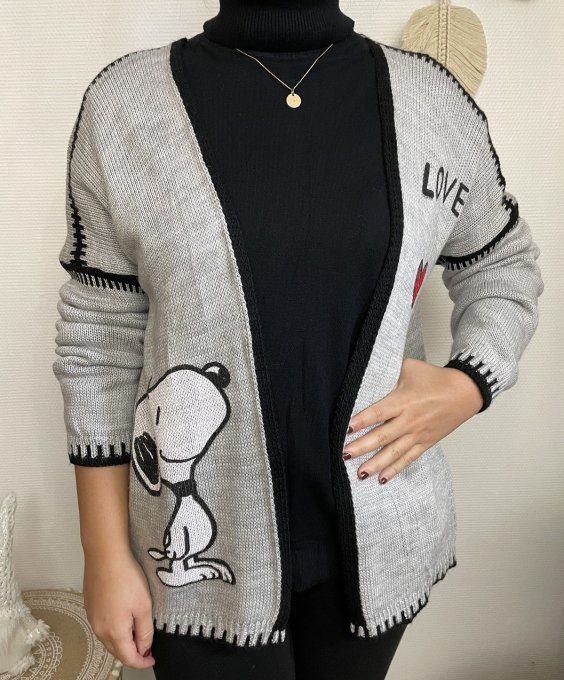 Gilet SNOOPY LOVE GRIS