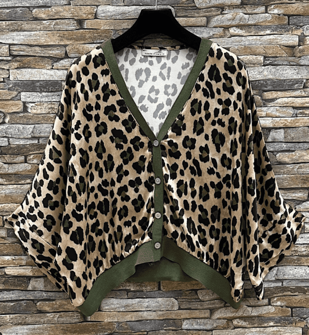 Gilet SATINE LEOPARD KAKI