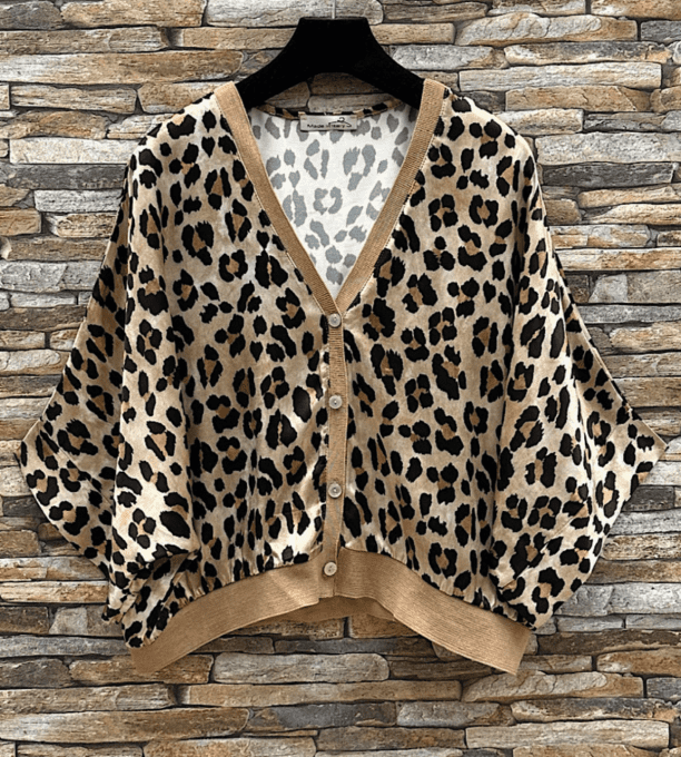 Gilet SATINE LEOPARD CAMEL