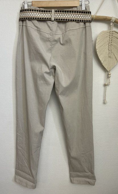 Pantalon beige ceinture