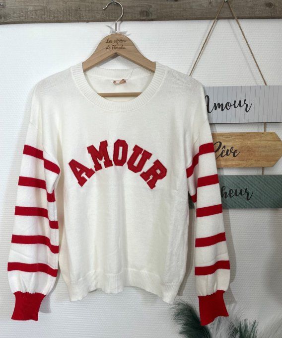 Pull rayé AMOUR ROUGE