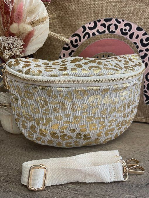 Sac banane LEOPARD BEIGE/OR